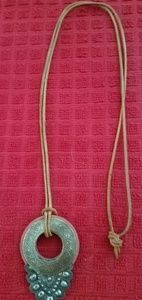 Leather strap Western inspired pendant